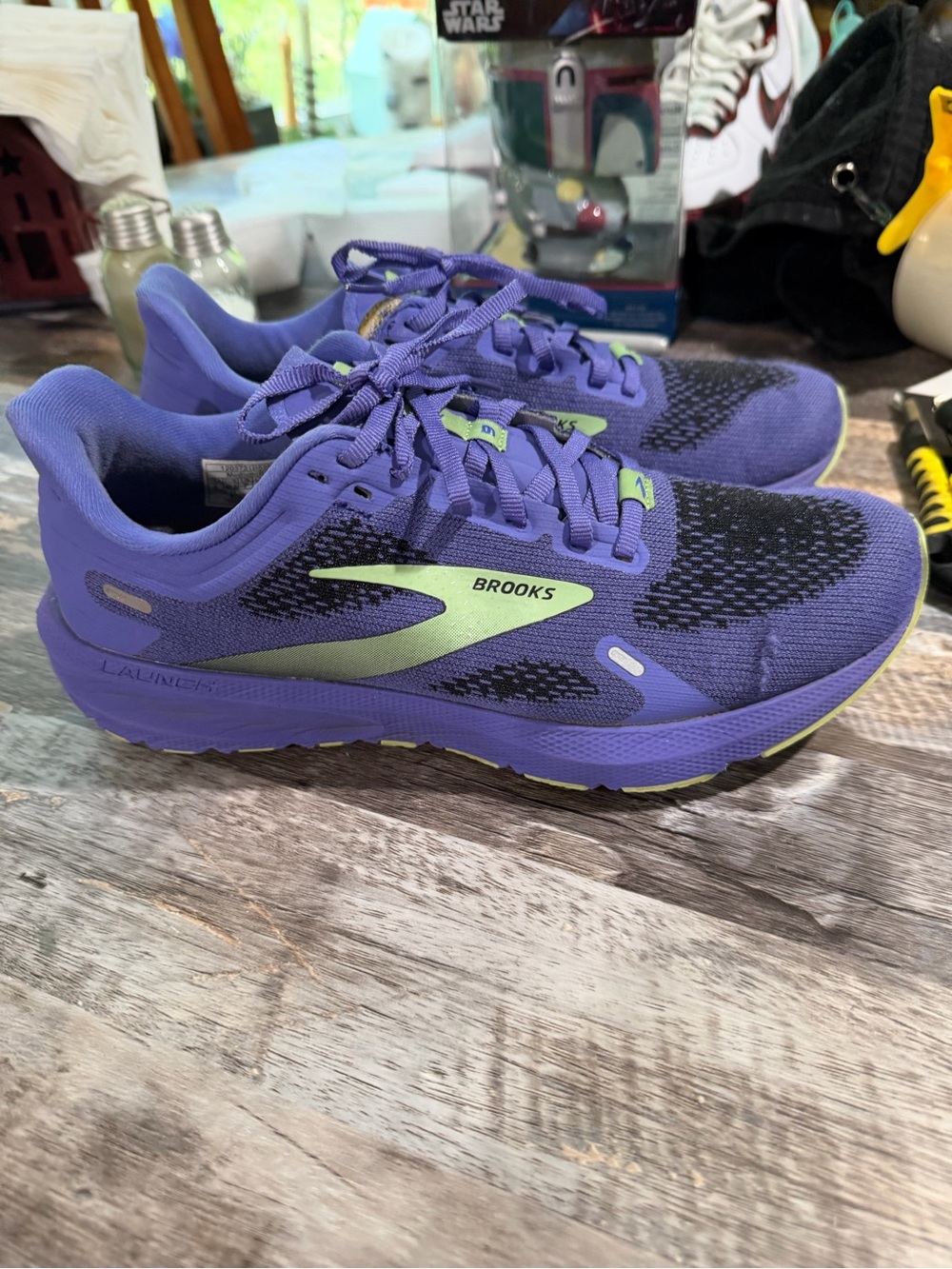 Size 7 Brooks Purple and Lime Women's Running Sneakers